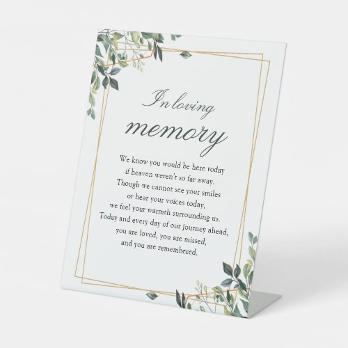 Whimsical Watercolor Foliage In Loving Memory Pedestal Sign