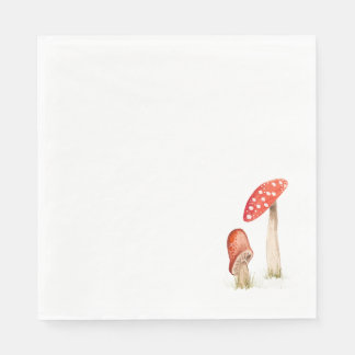 Whimsical Watercolor Forest Mushrooms Napkins