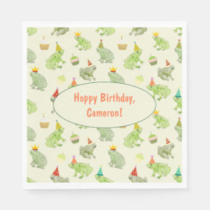 Whimsical Watercolor Frog Birthday Party Napkins