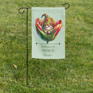 Whimsical Watercolor Garden Gnome  Flag