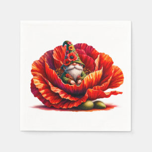 Whimsical Watercolor Garden Gnome Napkins
