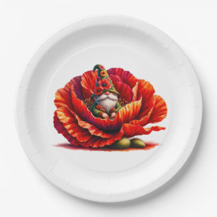 Whimsical Watercolor Garden Gnome Paper Plates