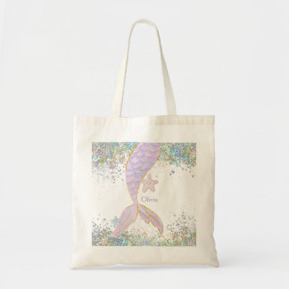 Whimsical Watercolor Glitter Mermaid Tail Tote Bag