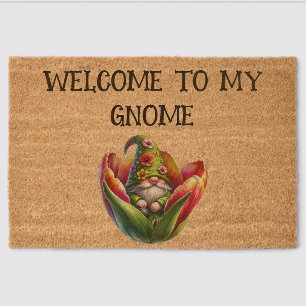 Whimsical Watercolor Gnome Fiber Doormat