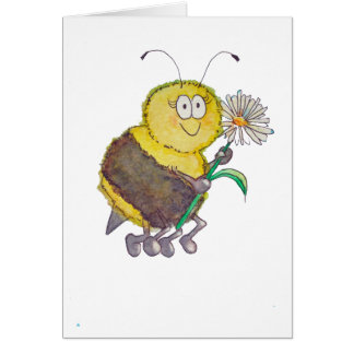 Whimsical Watercolor Happy Bee Flower Fun Cards