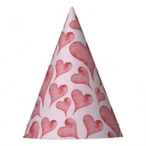 Whimsical Watercolor Hearts Valentines Day Party Hat