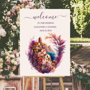 Whimsical Watercolor Italian Desitnation Wedding F Foam Board