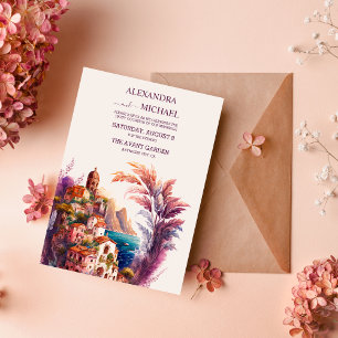 Whimsical Watercolor Italian Desitnation Wedding I Invitation