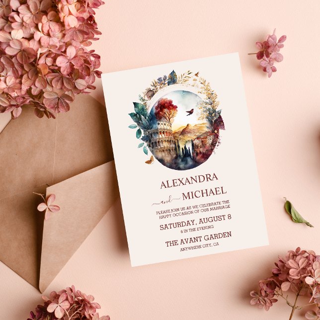 Whimsical Watercolor Italian Desitnation Wedding I Invitation (Creator Uploaded)
