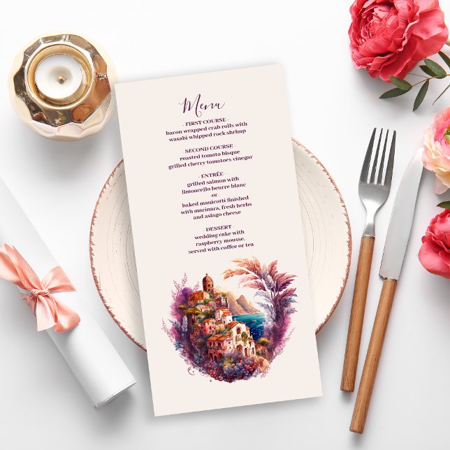 Whimsical Watercolor Italian Desitnation Wedding M Menu (Creator Uploaded)