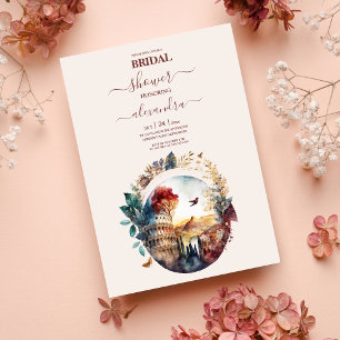 Whimsical Watercolor Italian Destination Bridal In Invitation