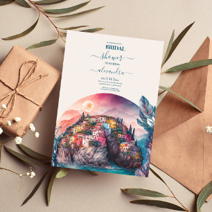 Whimsical Watercolor Italian Destination Bridal In Invitation