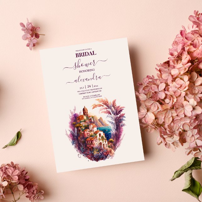 Whimsical Watercolor Italian Destination Bridal  Invitation (Creator Uploaded)