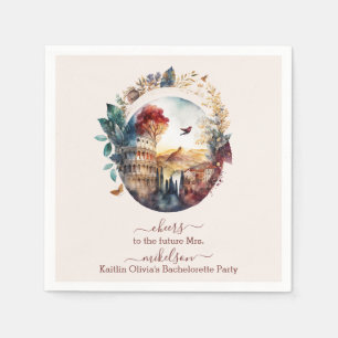 Whimsical Watercolor Italian Destination Bridal Napkins