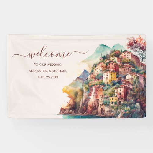 Whimsical Watercolor Italian Destination Wedding Banner
