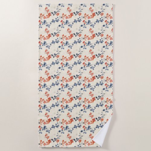 Whimsical Watercolor Japanese Floral Beach Towel