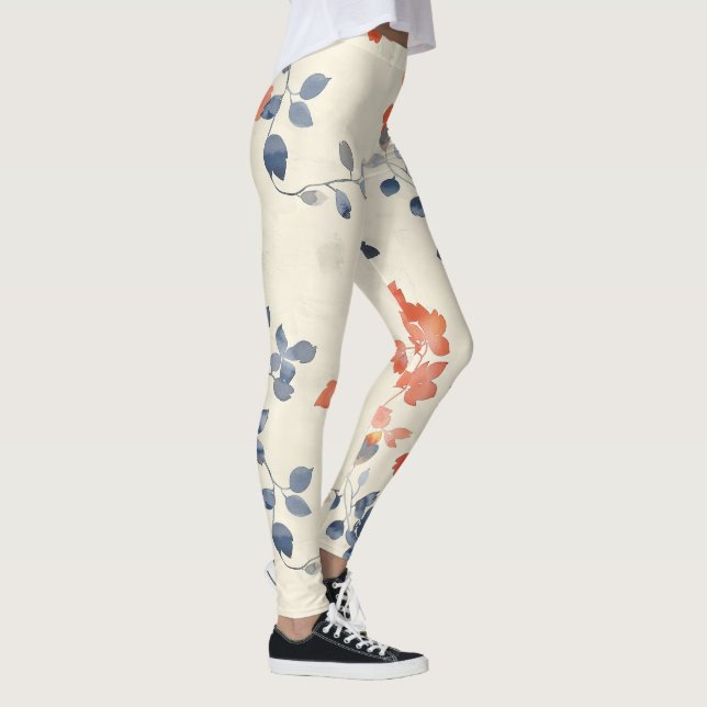 Whimsical Watercolor Japanese Floral Leggings (Right)