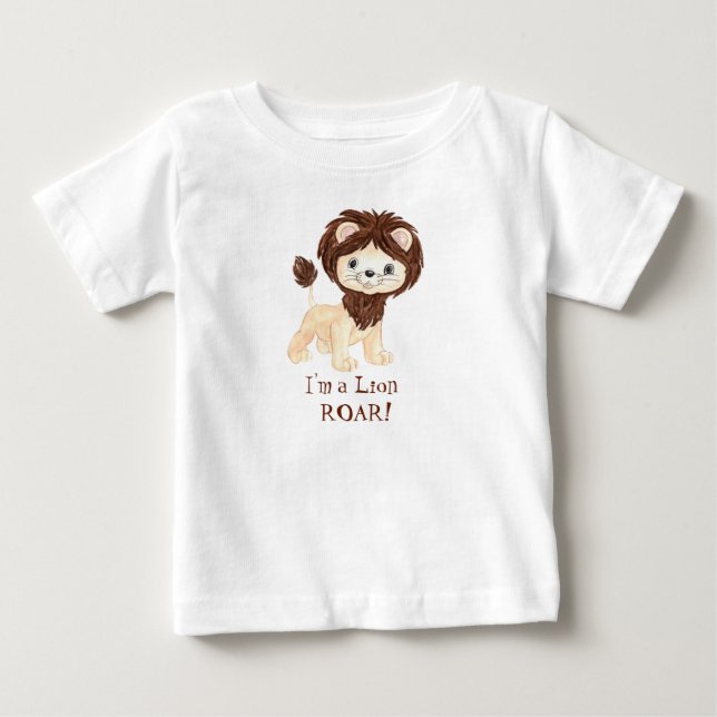Whimsical Watercolor Lion Baby T-Shirt (Front)