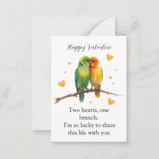 Whimsical Watercolor Lovebirds   Note Card