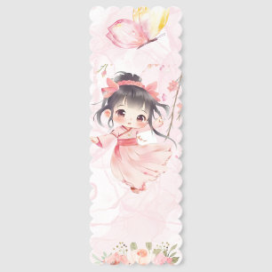 Whimsical Watercolor Magic Girl Bookmark