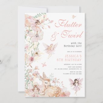 Whimsical Watercolor Magical Fairy Girls Birthday Invitation | Zazzle