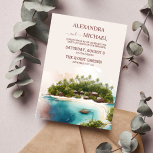 Whimsical Watercolor Maldives Destination Wedding Invitation