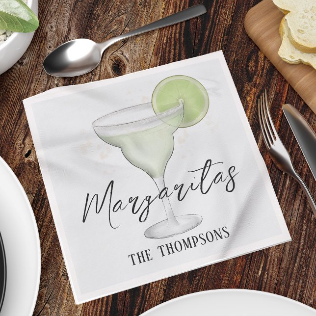 Whimsical Watercolor Margarita QR Code Website Napkins (Creator Uploaded)