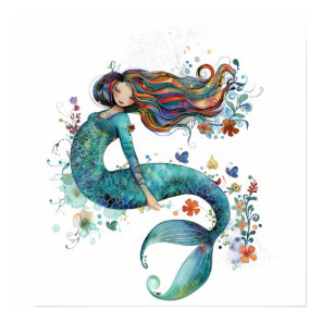 Whimsical Watercolor Mermaid Art Print