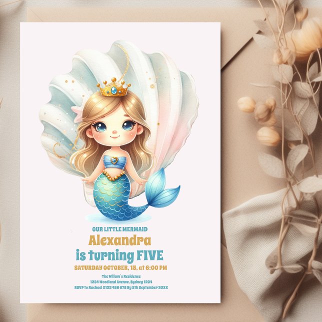 Whimsical Watercolor Mermaid Birthday Invitation (Creator Uploaded)