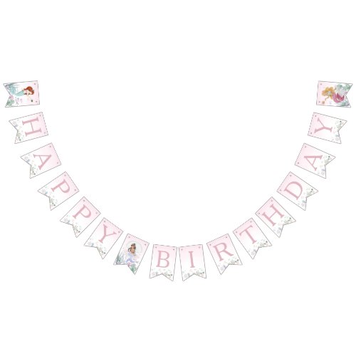 Whimsical Watercolor Mermaid Birthday Party Bunting Flags