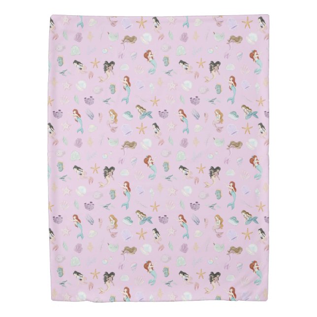 Whimsical Watercolor Mermaids Duvet Cover (Front)