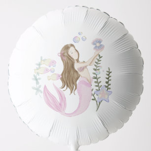 Whimsical Watercolor Mermaids Under the Sea Balloon