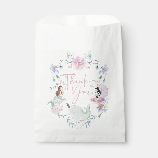 Whimsical Watercolor Mermaids Under the Sea Favor Bag (Front)