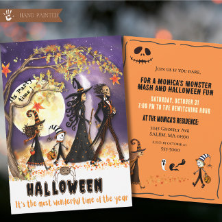 Whimsical Watercolor Monster Parade Halloween Invitation