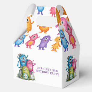 Whimsical Watercolor Monsters Kid's Birthday Party Favor Boxes