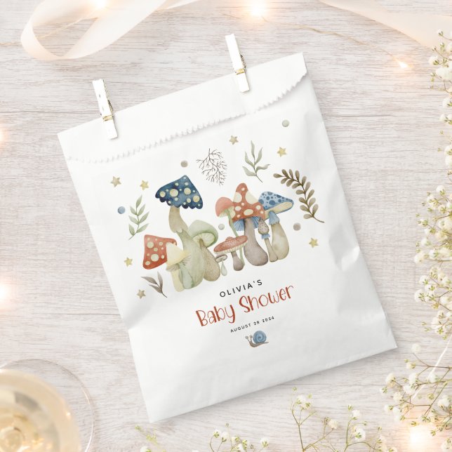 Whimsical Watercolor Mushroom Baby Shower  Favor Bag (Clipped)