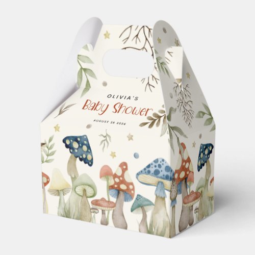 Whimsical Watercolor Mushroom Baby Shower  Favor Boxes