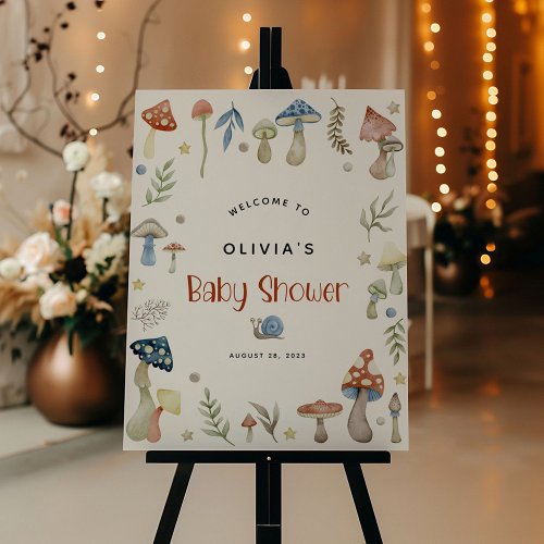 Whimsical Watercolor Mushroom Baby Shower Foam Board