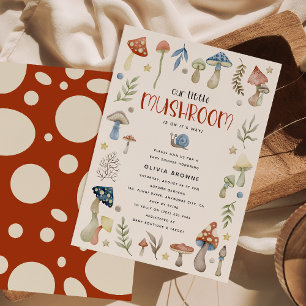Whimsical Watercolor Mushroom Baby Shower Invitation
