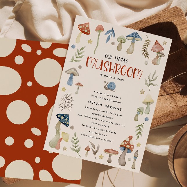 Whimsical Watercolor Mushroom Baby Shower  Invitation (Creator Uploaded)