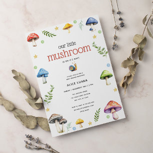 Whimsical Watercolor Mushroom Baby Shower Invitation