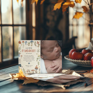 Whimsical Watercolor Mushroom Baby Shower Thank You Card