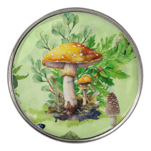 Whimsical Watercolor Mushroom Garden Golf Ball Marker
