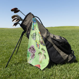 Whimsical Watercolor Mushroom Garden Golf Towel