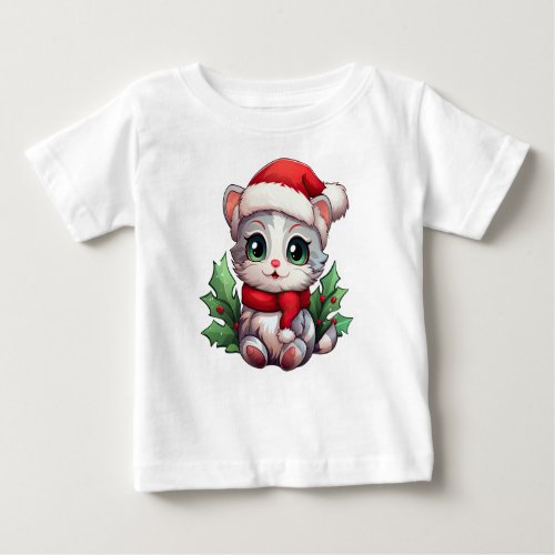 Whimsical Watercolor My First Christmas Name Baby Baby T_Shirt