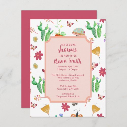 Whimsical Watercolor Nature Baby Shower Invitation