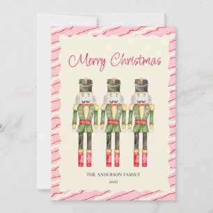 Whimsical Watercolor Nutcrackers Christmas Holiday Card