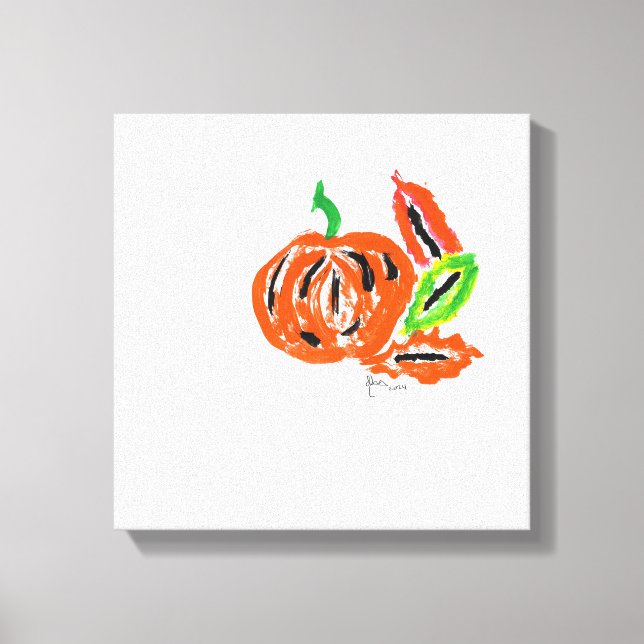 Whimsical Watercolor Painting of Pumpkin Canvas Print (Front)