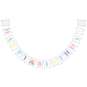 Whimsical Watercolor Pastel Candyland Birthday Bunting Flags