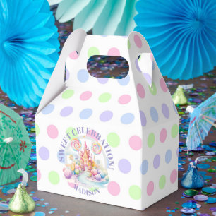 Whimsical Watercolor Pastel Candyland Birthday Favor Boxes